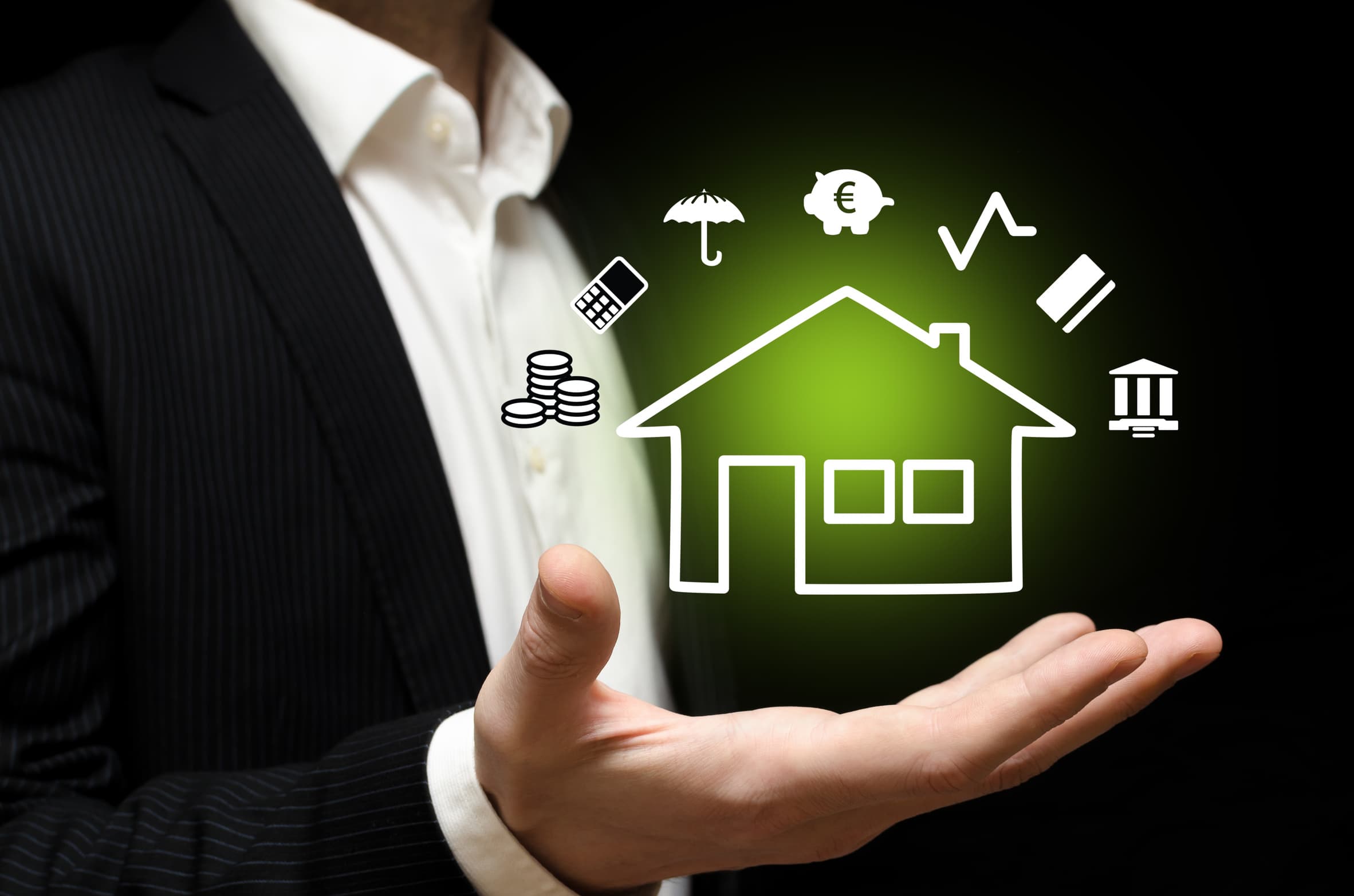 Investor holding a property surrounded by its financial metrics